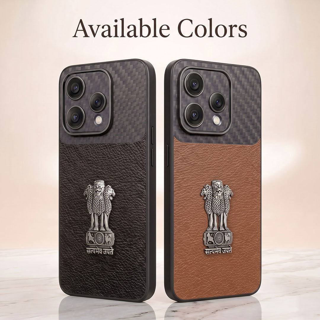 Oppo Reno 15 5G Satyamev Jayate Carbon Fiber Leather Hybrid Phone Case