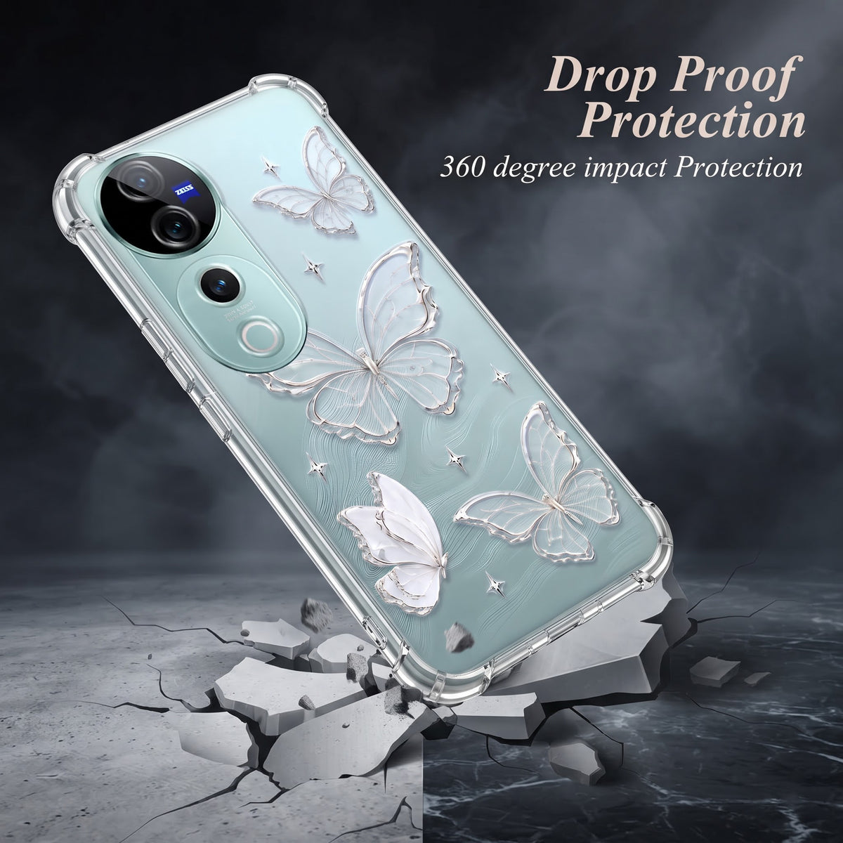 Vivo V40 PRO 5G Transparent Butterfly Airbag Cover
