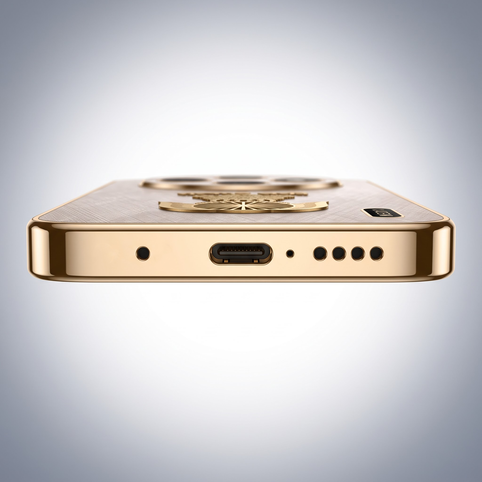 Oppo F31 Pro 5G Satyamev Jayate 3D Electroplated Frame Gold Thread Pattern Hard Back Case