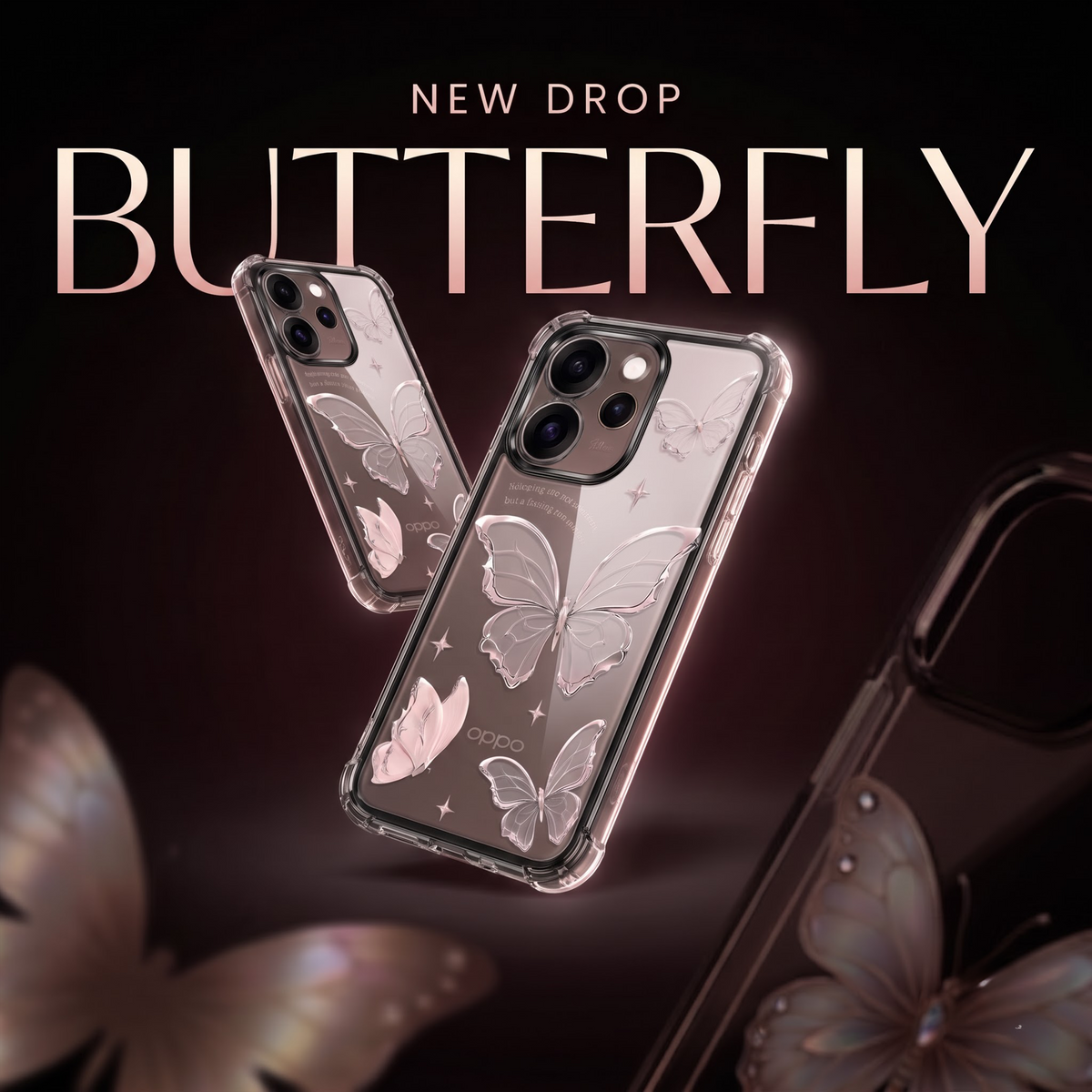 Oppo Reno 15 Pro Mini 5G Transparent Butterfly Anti-Yellow Airbag Cover