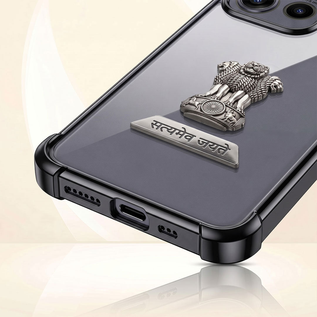 Motorola Edge 50 Neo 5G Satyamev Jayate 2-in-1 Emblem Transparent Shockproof Airbag Case