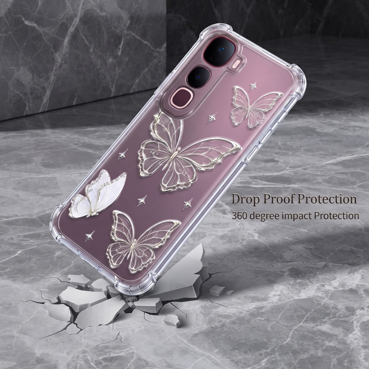 Vivo Y400 PRO 5G Transparent Butterfly Airbag Cover