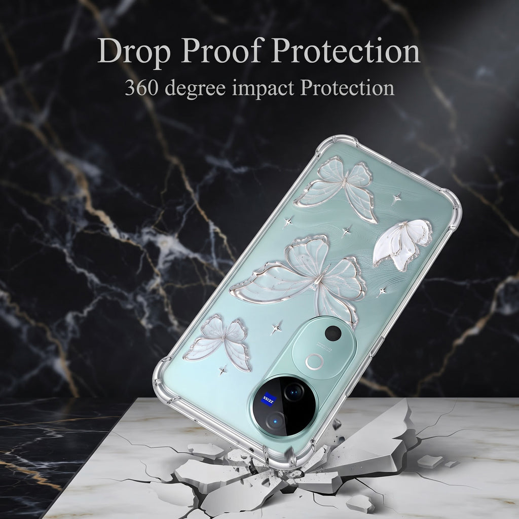 Vivo V40 5G Transparent Butterfly Airbag Cover