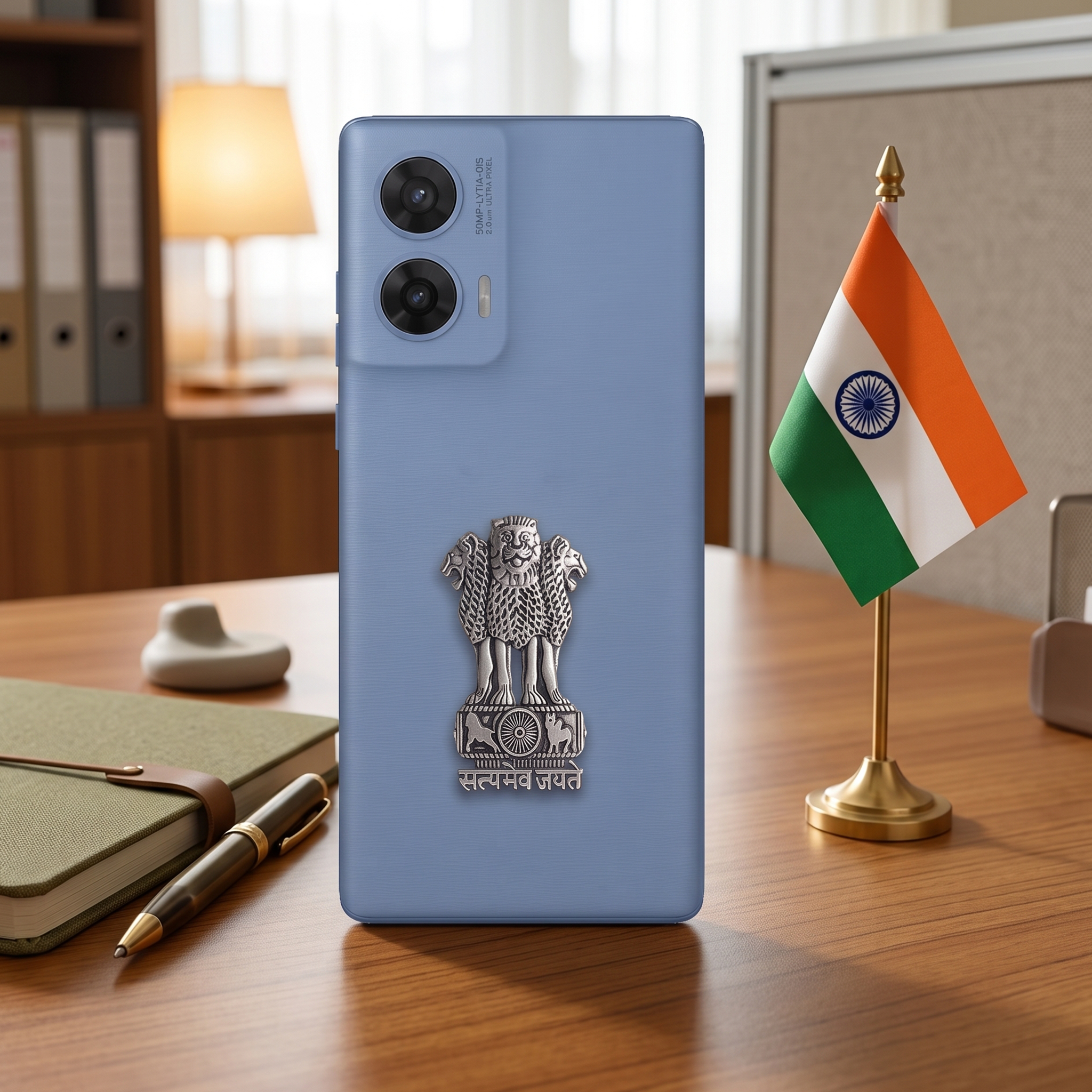 Motorola G96 5G Compatible Satyamev Jayate 3D Metal Emblem Sticker