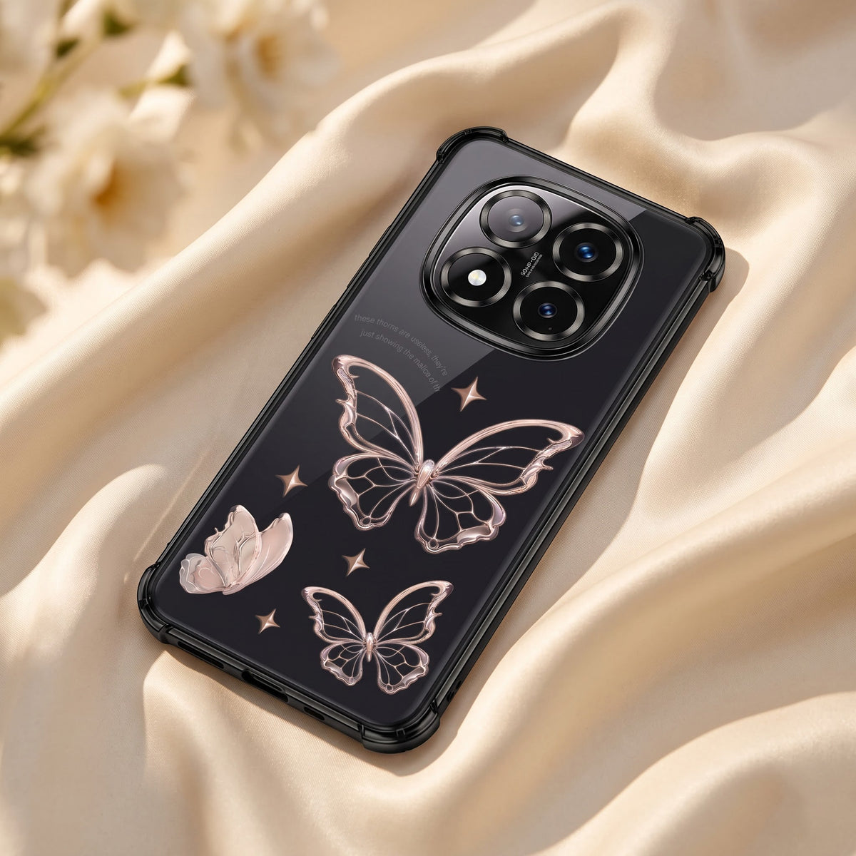 Redmi Note 14 Pro+ 5G Transparent Butterfly Anti-Yellow Airbag Cover
