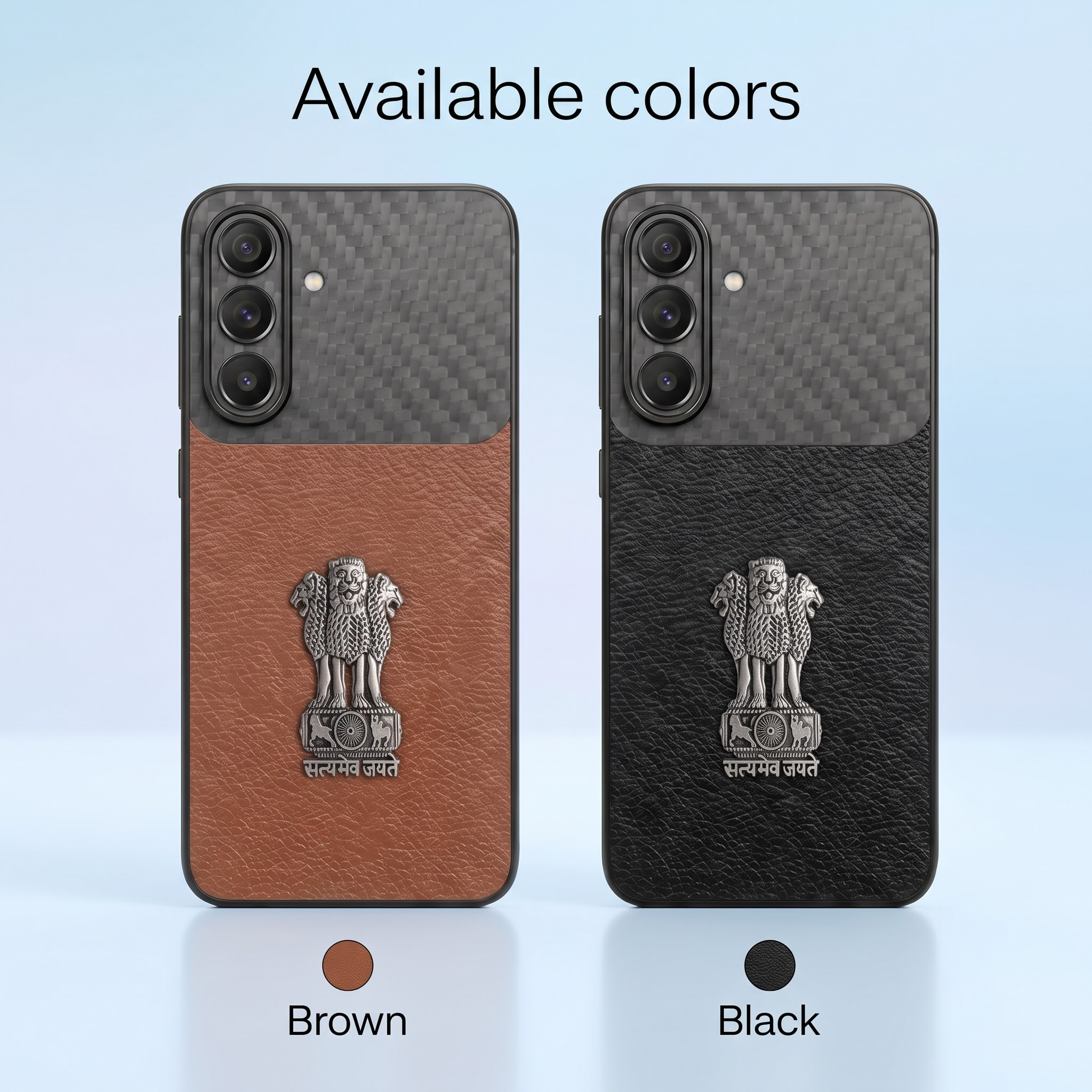 Samsung Galaxy A27 5G Satyamev Jayate Carbon Fiber Leather Hybrid Phone Case