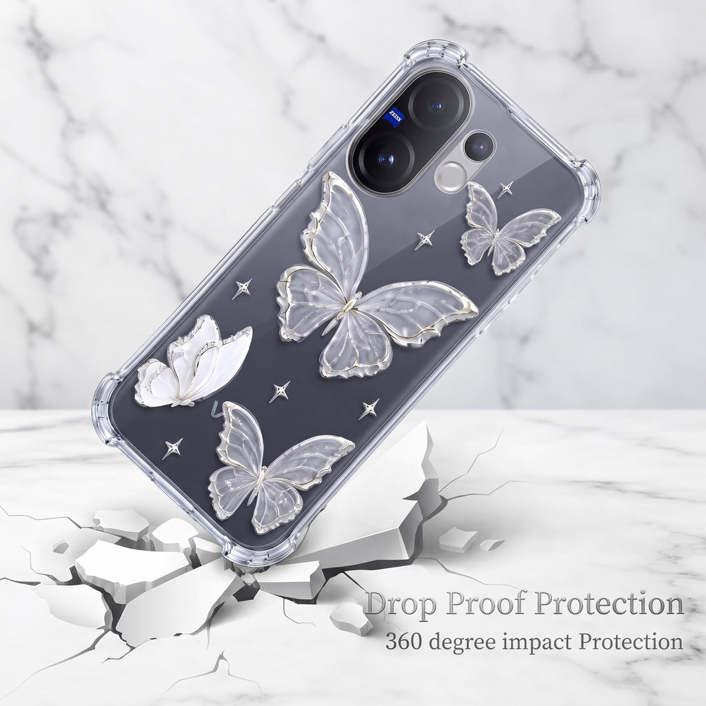 Vivo V60 5G Transparent Butterfly Airbag Cover