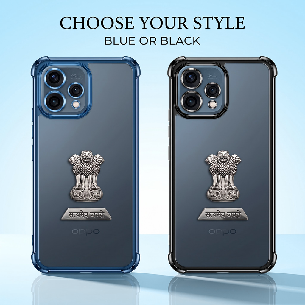 Oppo Reno 15 5G Satyamev Jayate 2-in-1 Emblem Transparent Shockproof Airbag Case
