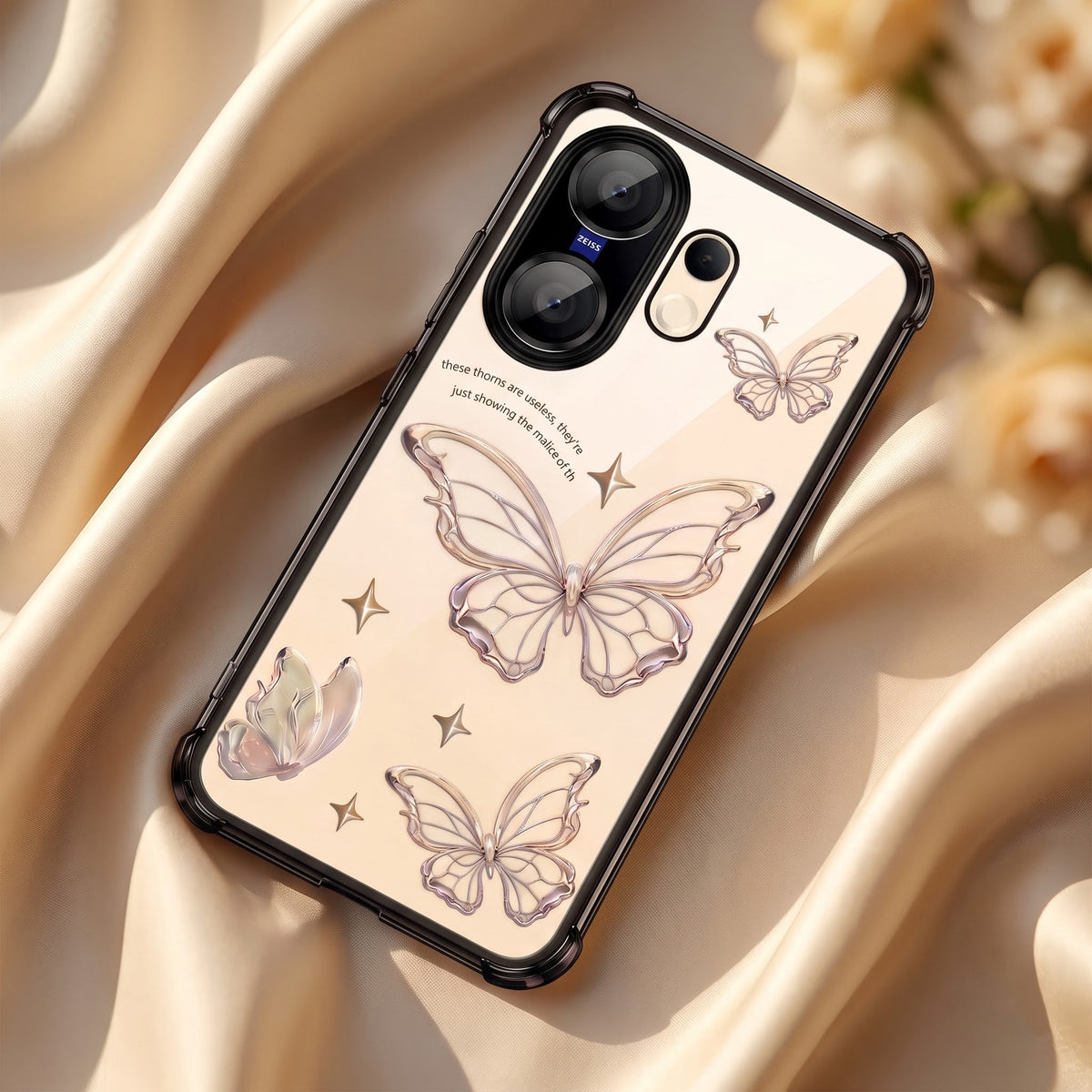 Vivo X200 FE 5G Transparent Butterfly Anti-Yellow Airbag Cover