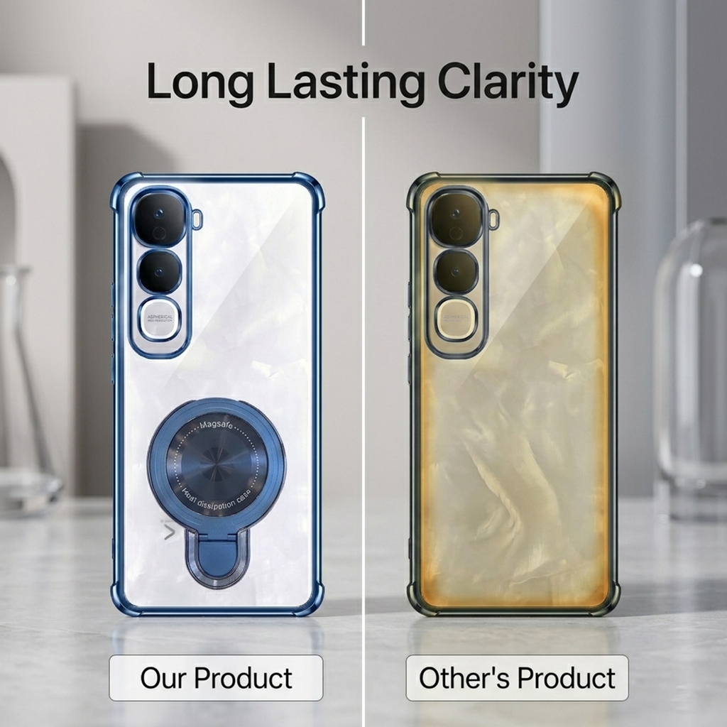 Vivo Y400 Pro 5G Luxury Four Corner Invincible Bracket Ring Stand Case
