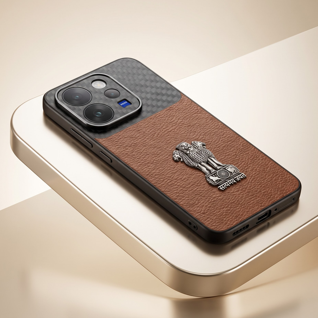 Vivo V70 5G Satyamev Jayate Carbon Fiber Leather Hybrid Phone Case