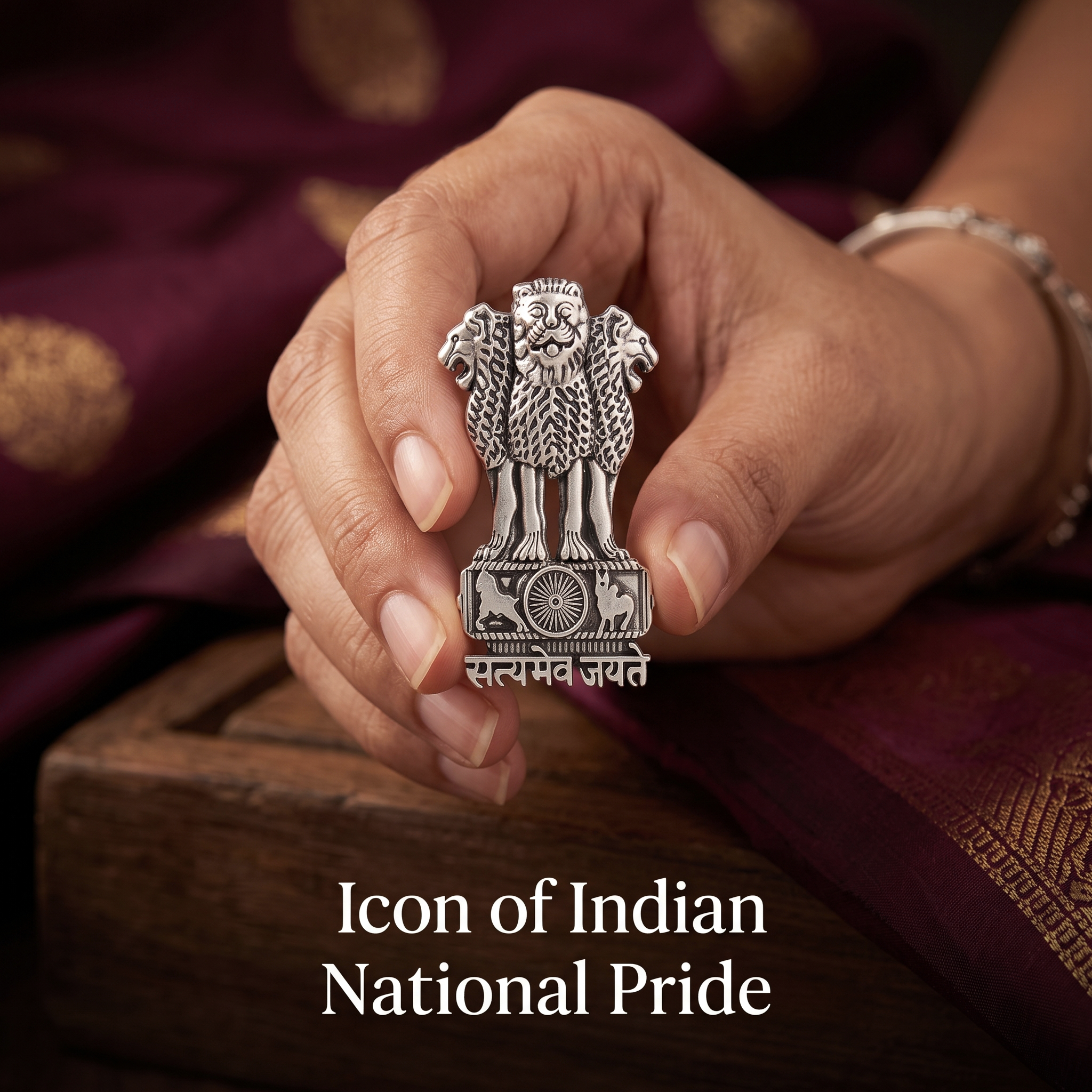 Vivo Y29 5G Compatible Satyamev Jayate 3D Metal Emblem Sticker