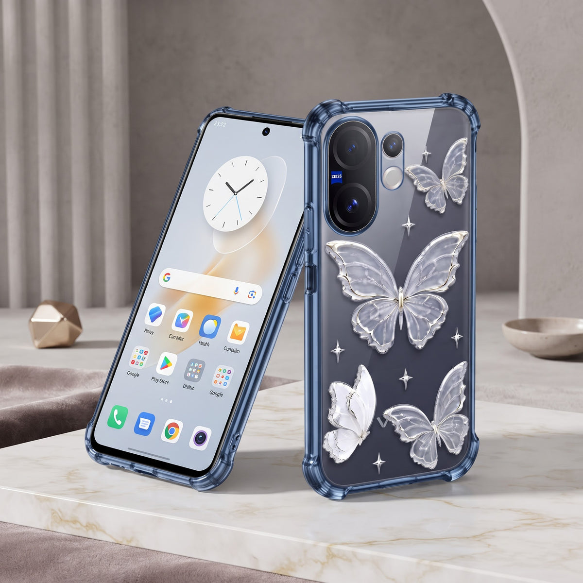 Vivo V60 5G Transparent Butterfly Airbag Cover