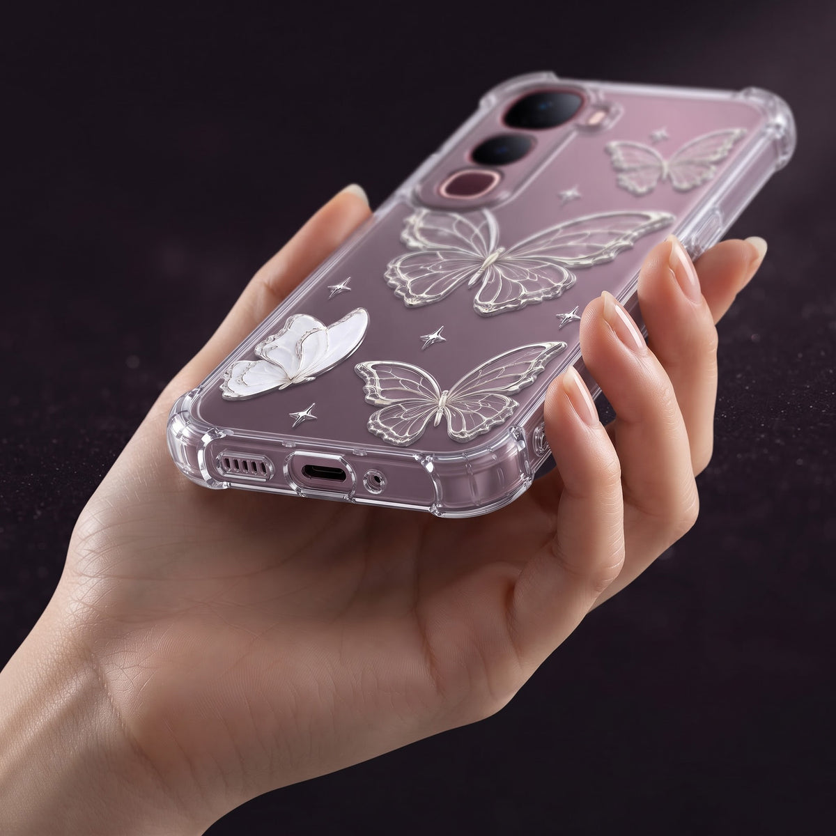 Vivo Y400 PRO 5G Transparent Butterfly Airbag Cover