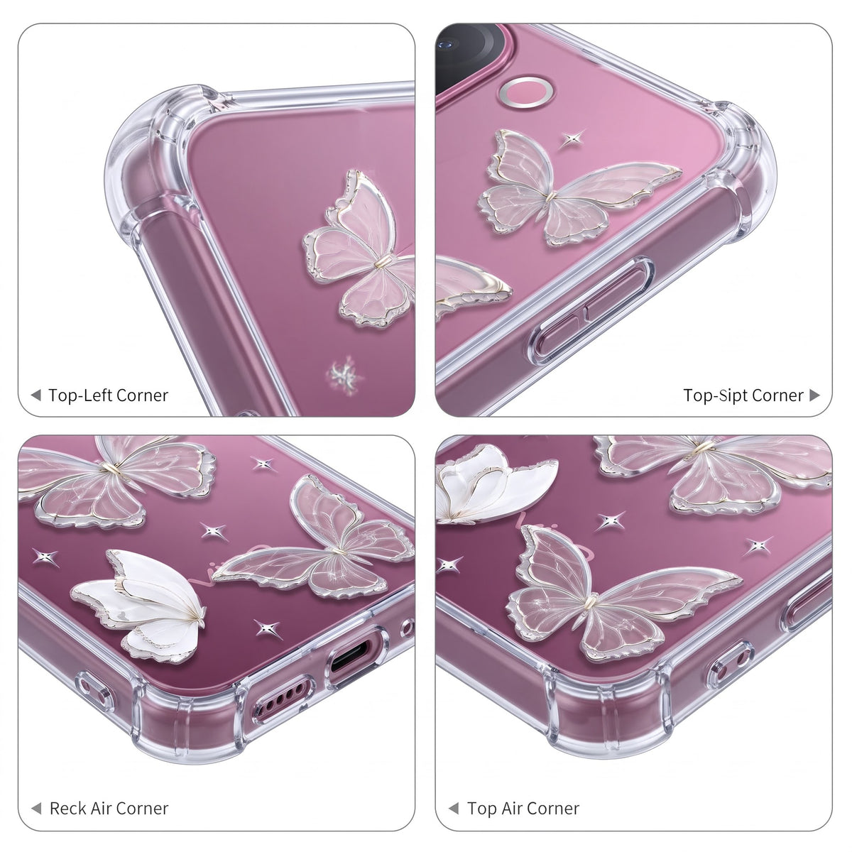 Vivo V60e 5G Transparent Butterfly Airbag Cover