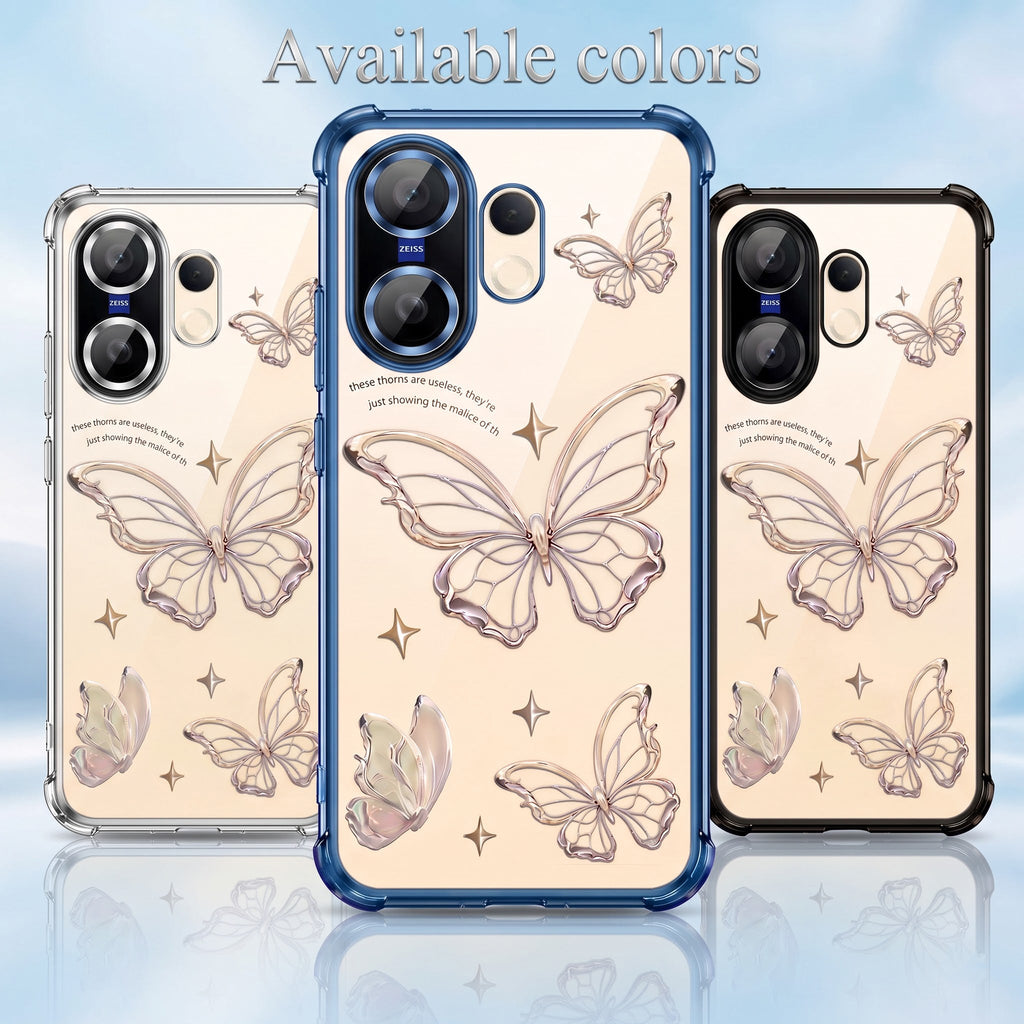 Vivo X200 FE 5G Transparent Butterfly Anti-Yellow Airbag Cover