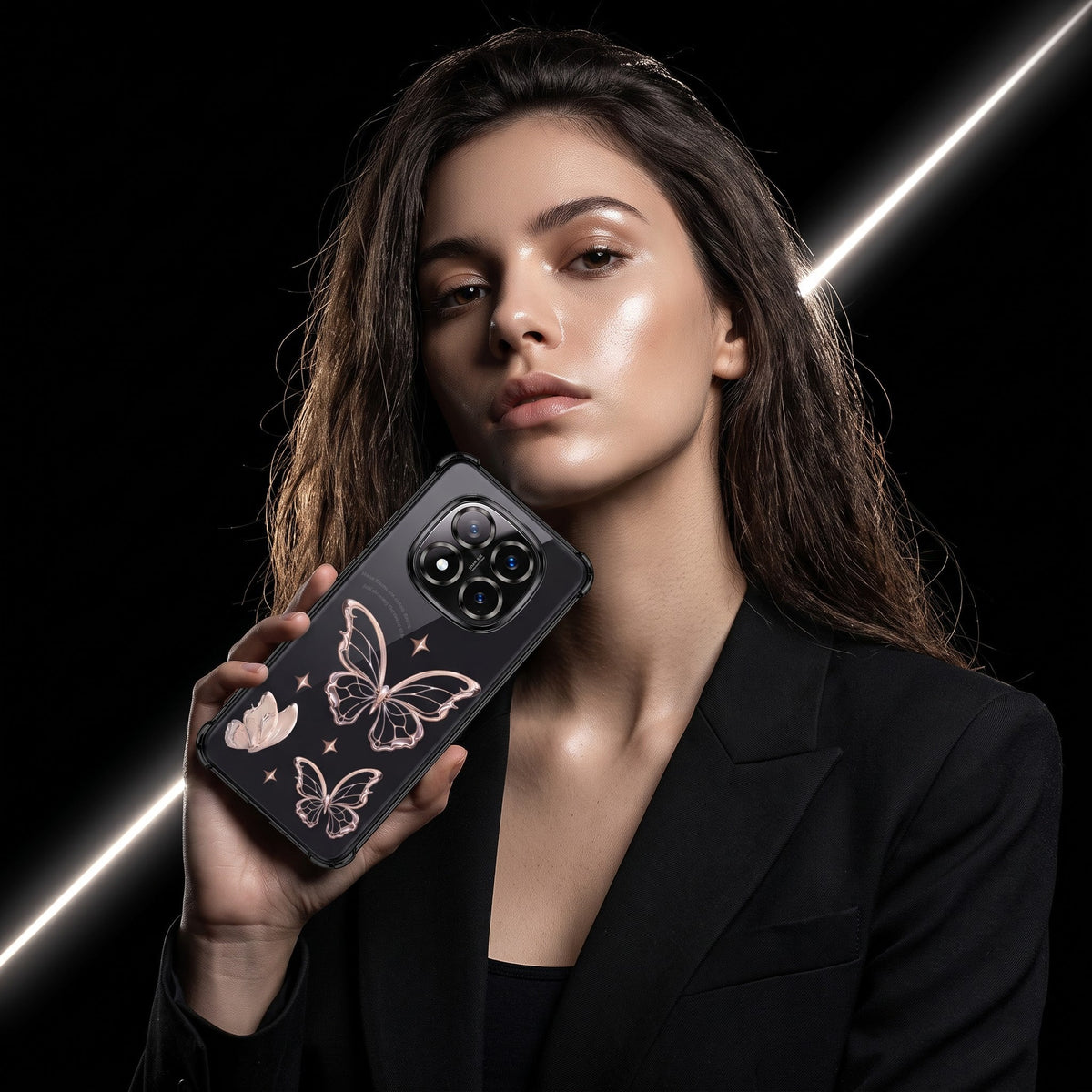 Redmi Note 14 Pro+ 5G Transparent Butterfly Anti-Yellow Airbag Cover