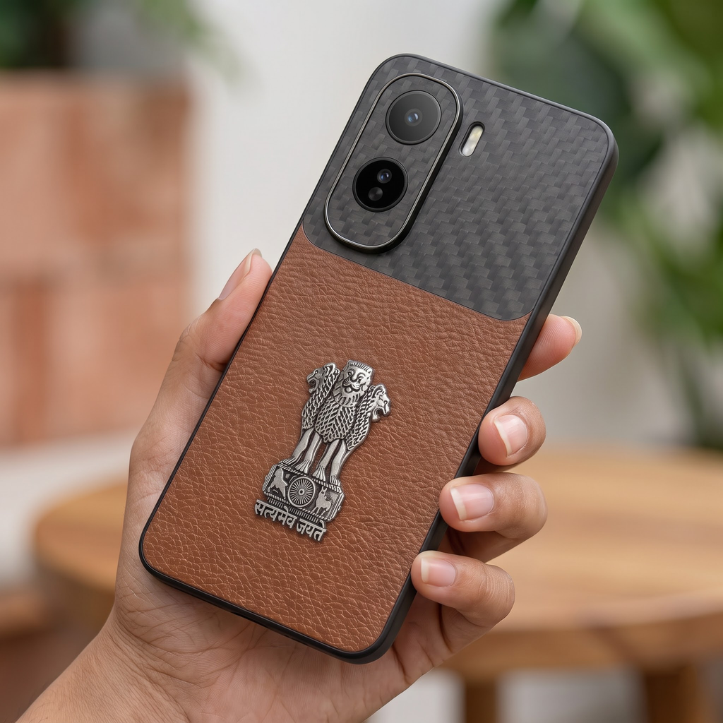 Vivo T5 Pro 5G Satyamev Jayate Carbon Fiber Leather Hybrid Phone Case