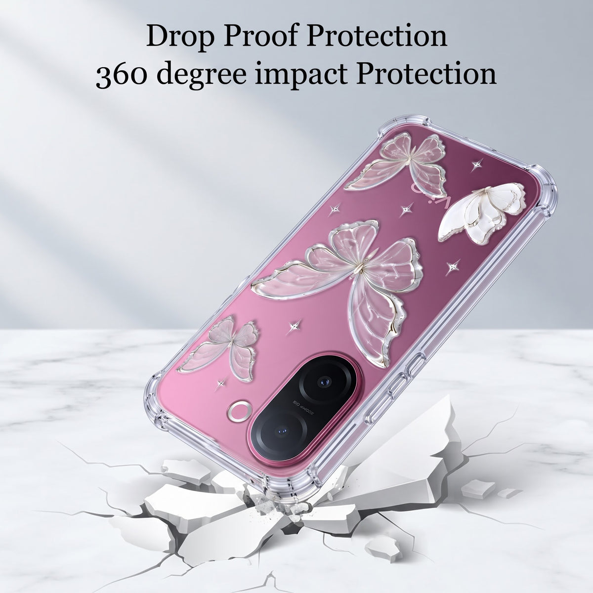 Vivo V60e 5G Transparent Butterfly Airbag Cover