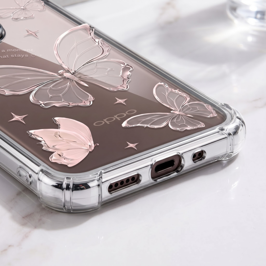 Oppo Reno 15 Pro Mini 5G Transparent Butterfly Anti-Yellow Airbag Cover