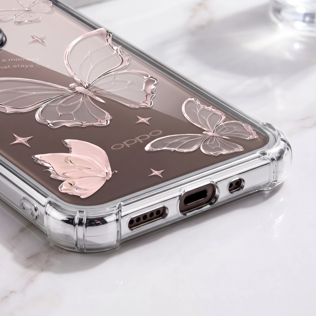 Oppo Reno 15 Pro Mini 5G Transparent Butterfly Anti-Yellow Airbag Cover