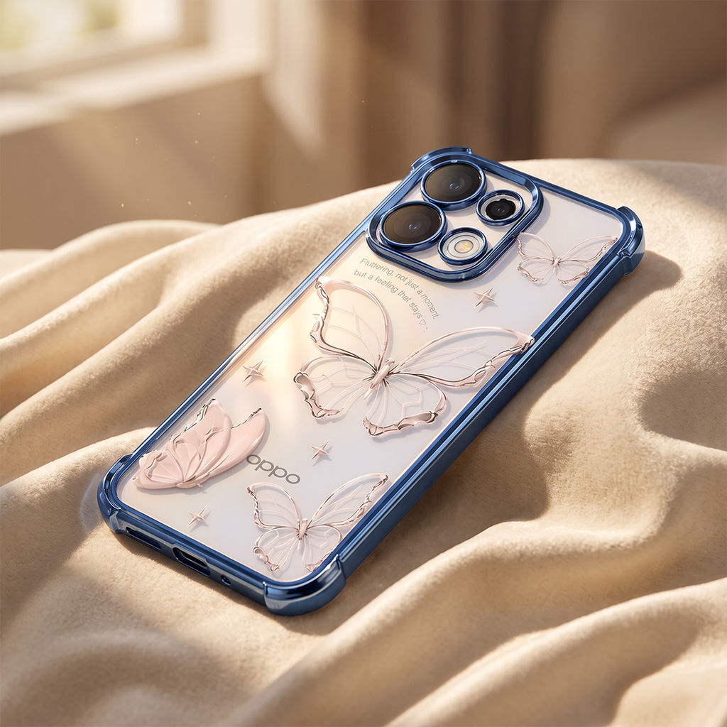 Oppo Reno 16 5G Transparent Butterfly Anti-Yellow Airbag Cover