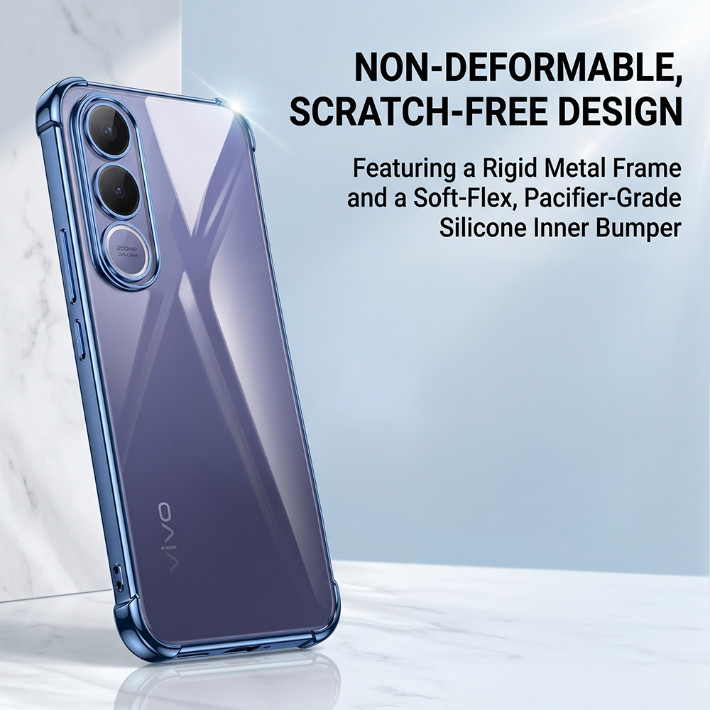 Vivo V70FE 5G Anti-Yellow Electroplating Transparent Airbags Case