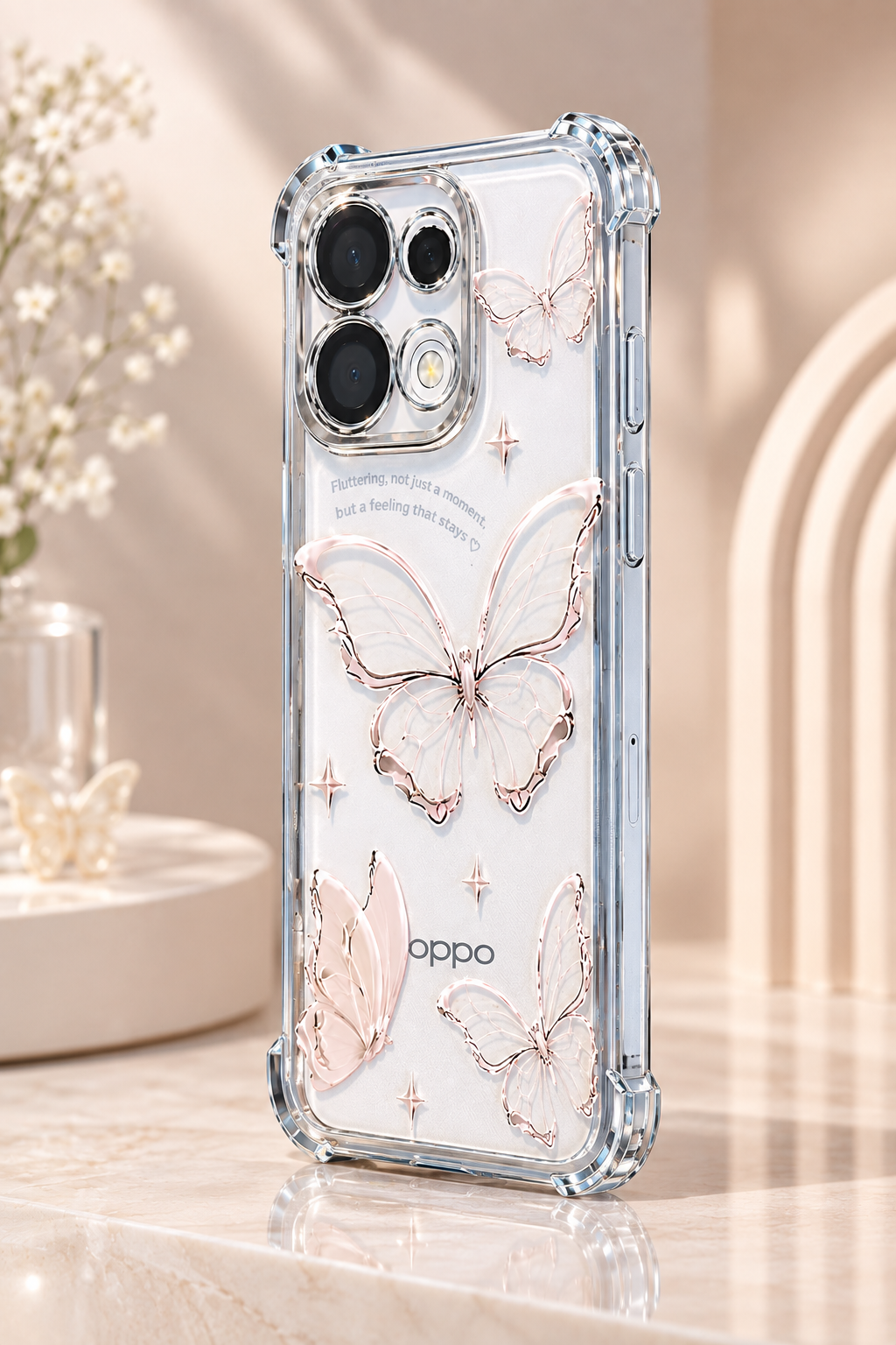 Oppo Reno 16 5G Transparent Butterfly Anti-Yellow Airbag Cover