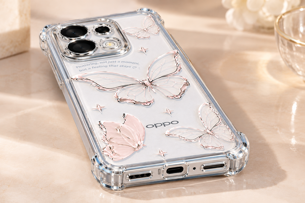 Oppo Reno 16 5G Transparent Butterfly Anti-Yellow Airbag Cover