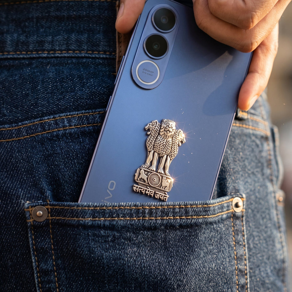 Vivo V70 FE 5G Compatible Satyamev Jayate 3D Metal Emblem Sticker