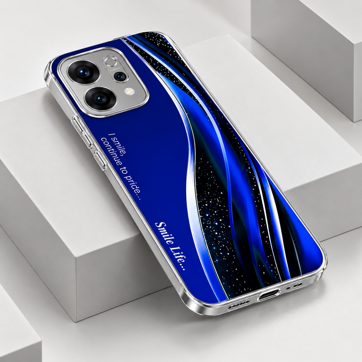 Oppo Reno 14 5G Premium Blue Wave Printed Back Cover
