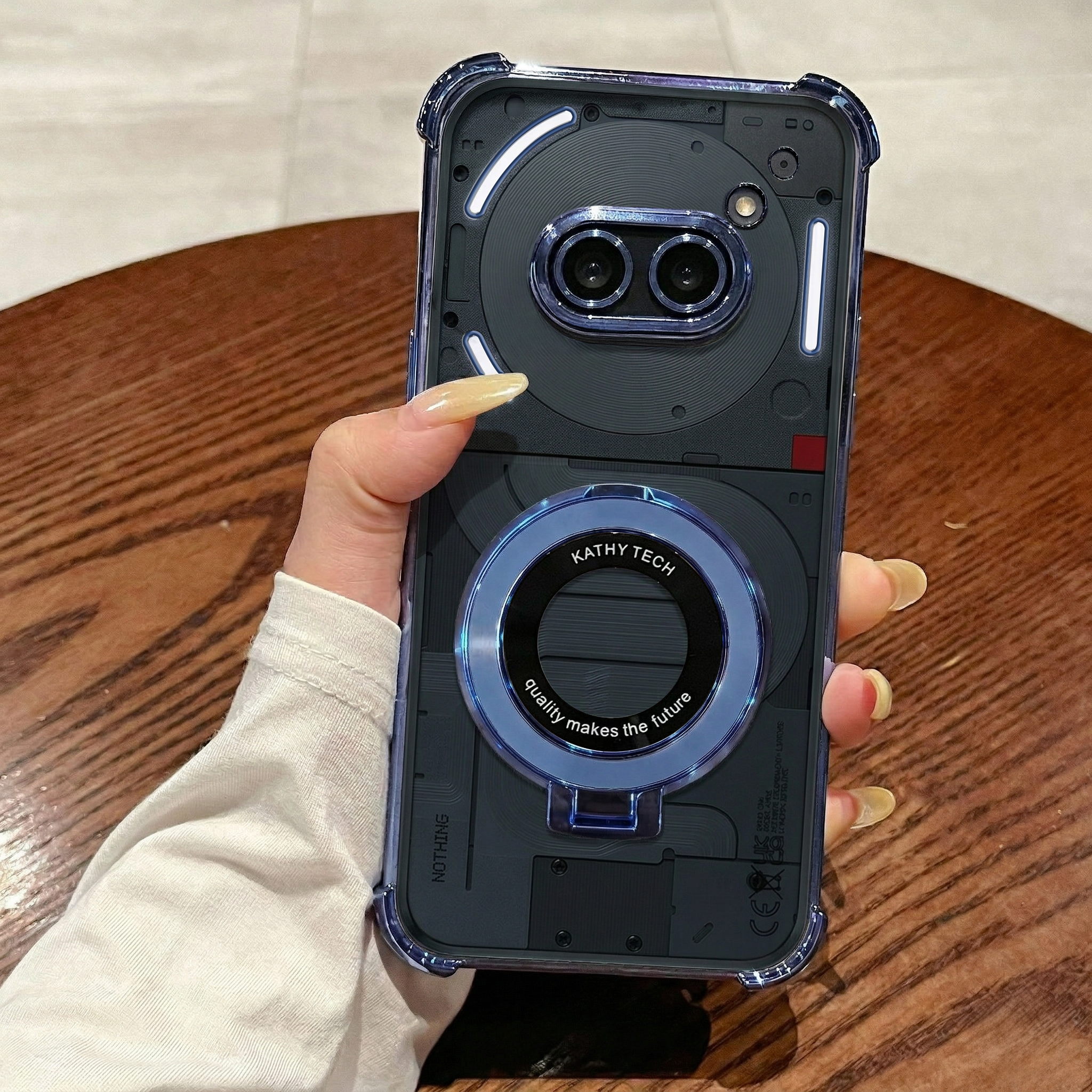 Nothing Phone 2a 5G Original Luxury Magnifier Ring Stand Shockproof Airbags Corner Case