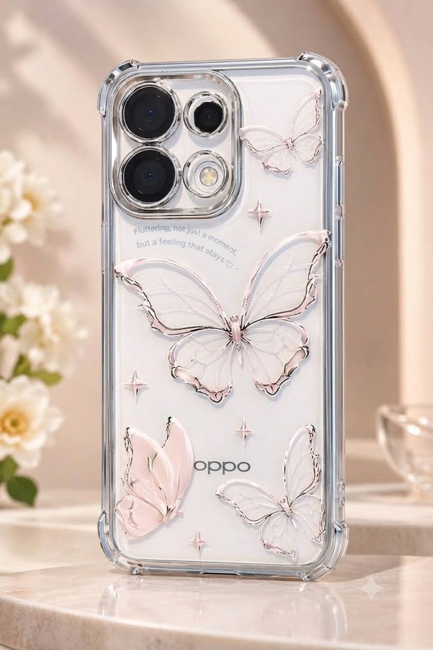 Oppo Reno 16 5G Transparent Butterfly Anti-Yellow Airbag Cover