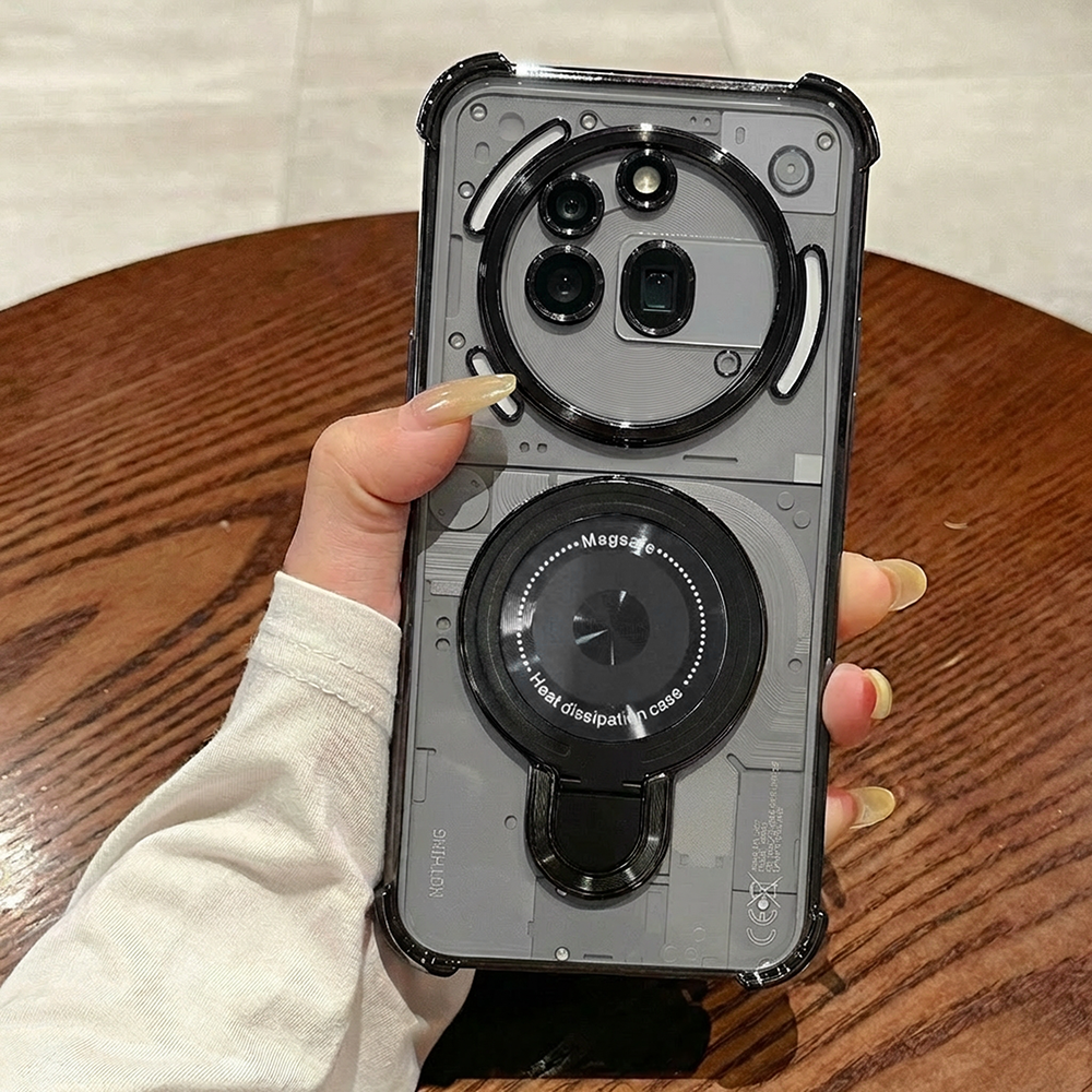 Nothing Phone 3a Pro 5G Luxury Four Corner Invincible Bracket Ring Stand Case
