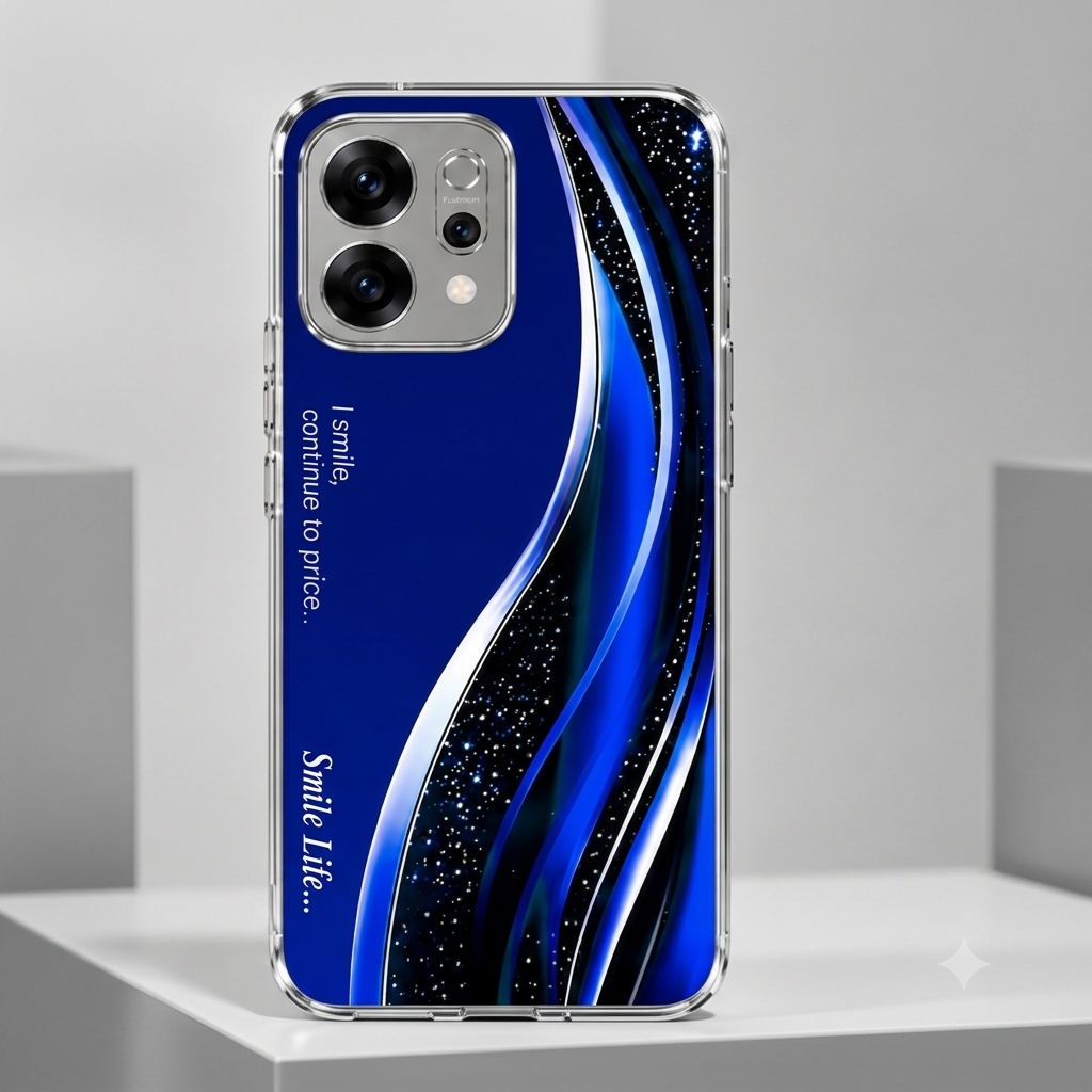 Oppo Reno 14 5G Premium Blue Wave Printed Back Cover