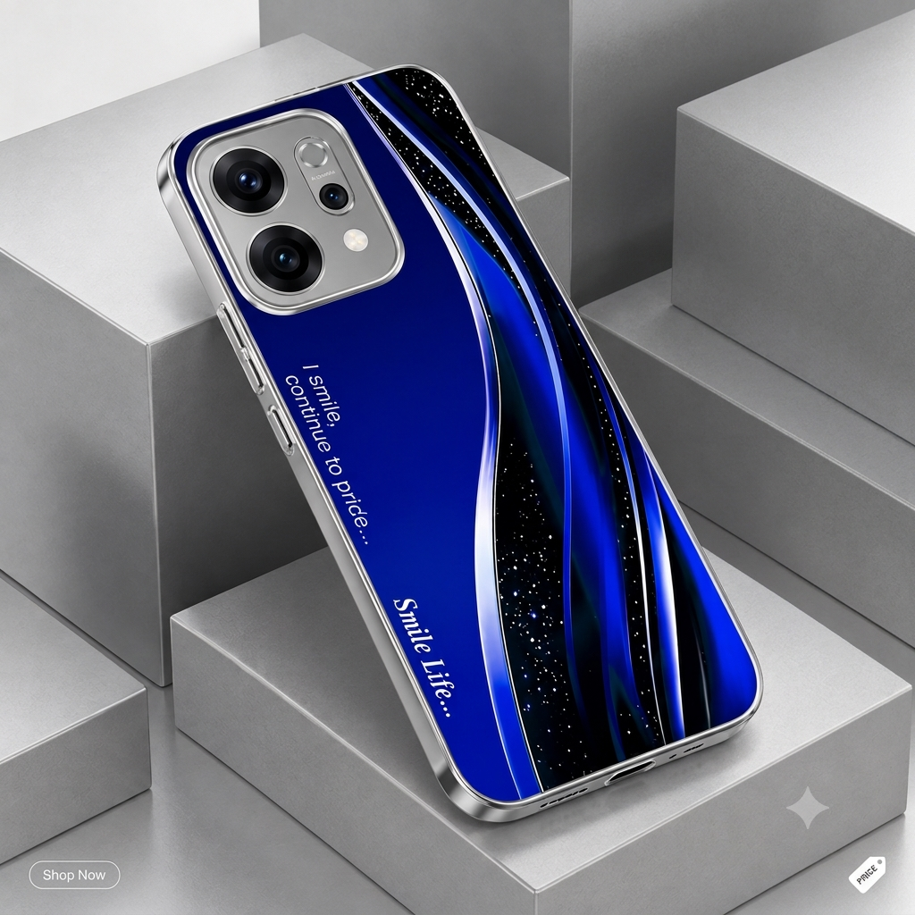 Oppo Reno 14 5G Premium Blue Wave Printed Back Cover