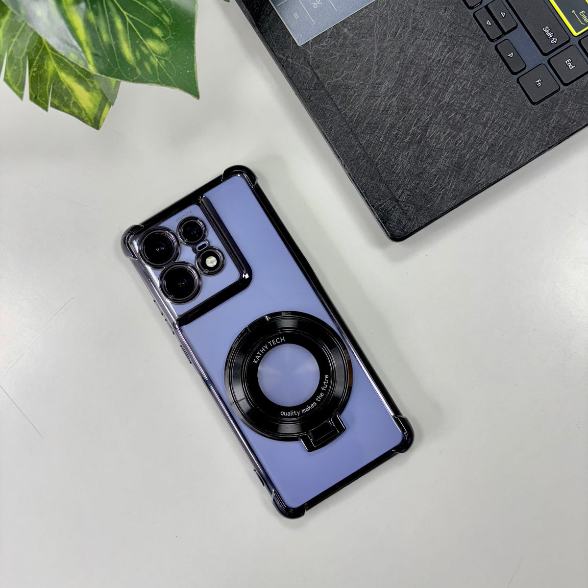 Motorola Edge 50 Pro 5G Original Luxury Magnifier Ring Stand Shockproof Airbags Corner Case