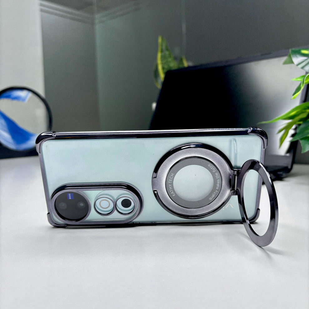 Vivo V40 5G Original Luxury Magnifier Ring Stand Shockproof Airbags Corner Case