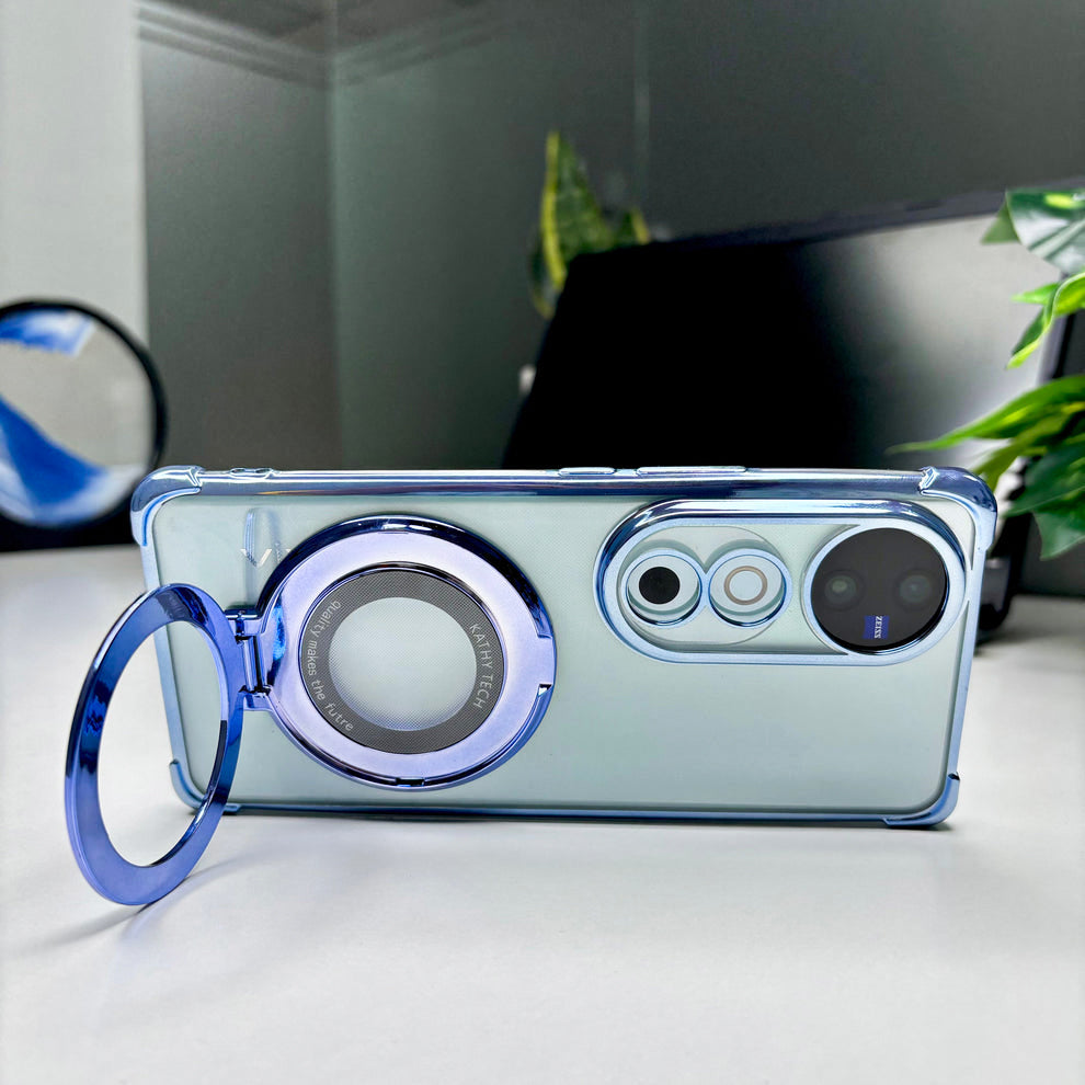 Vivo V40 5G Original Luxury Magnifier Ring Stand Shockproof Airbags Corner Case