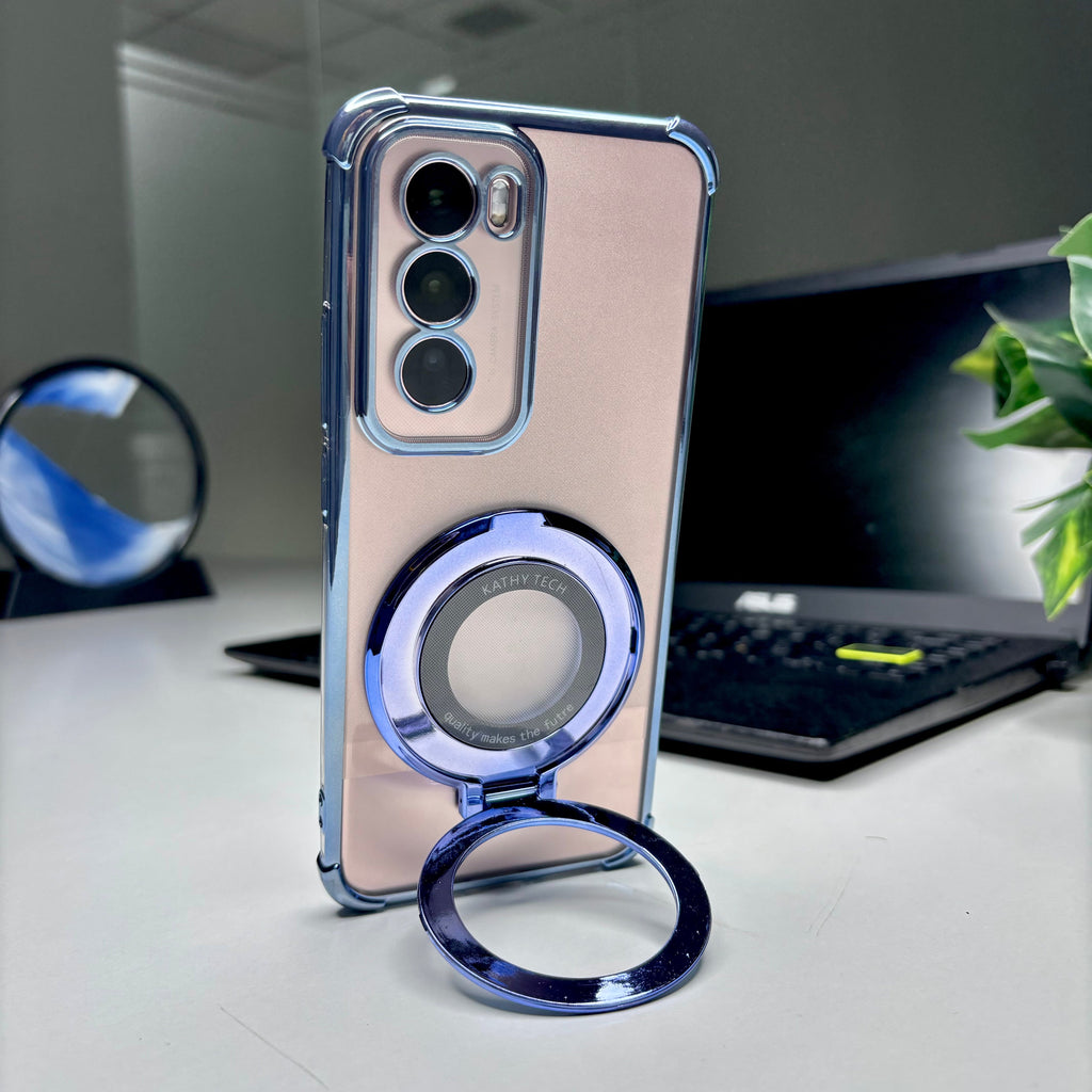 Oppo Reno 12 5G Original Luxury Magnifier Ring Stand Shockproof Airbags Corner Case