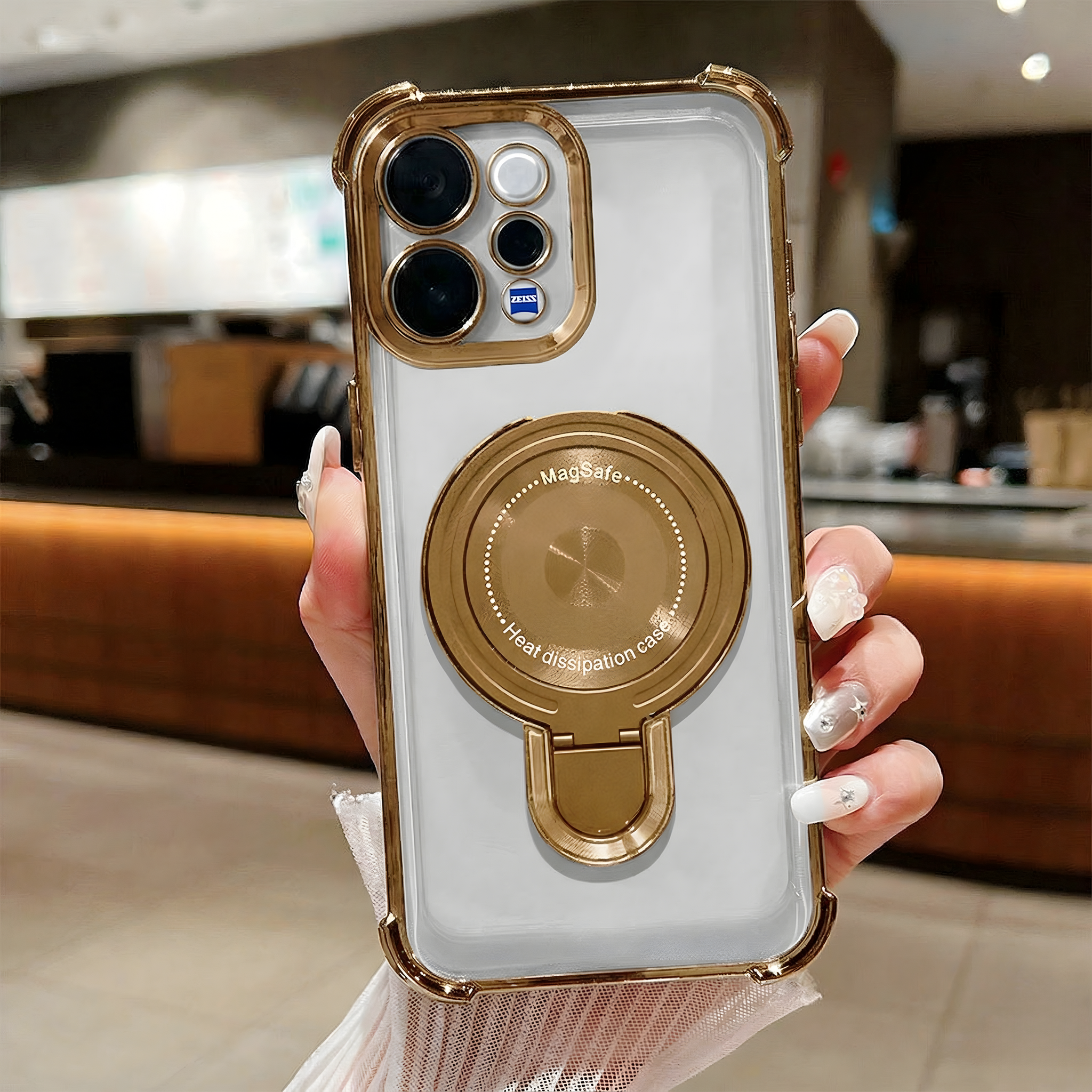 Vivo V70 Elite 5G Luxury Four Corner Invincible Bracket Ring Stand Case