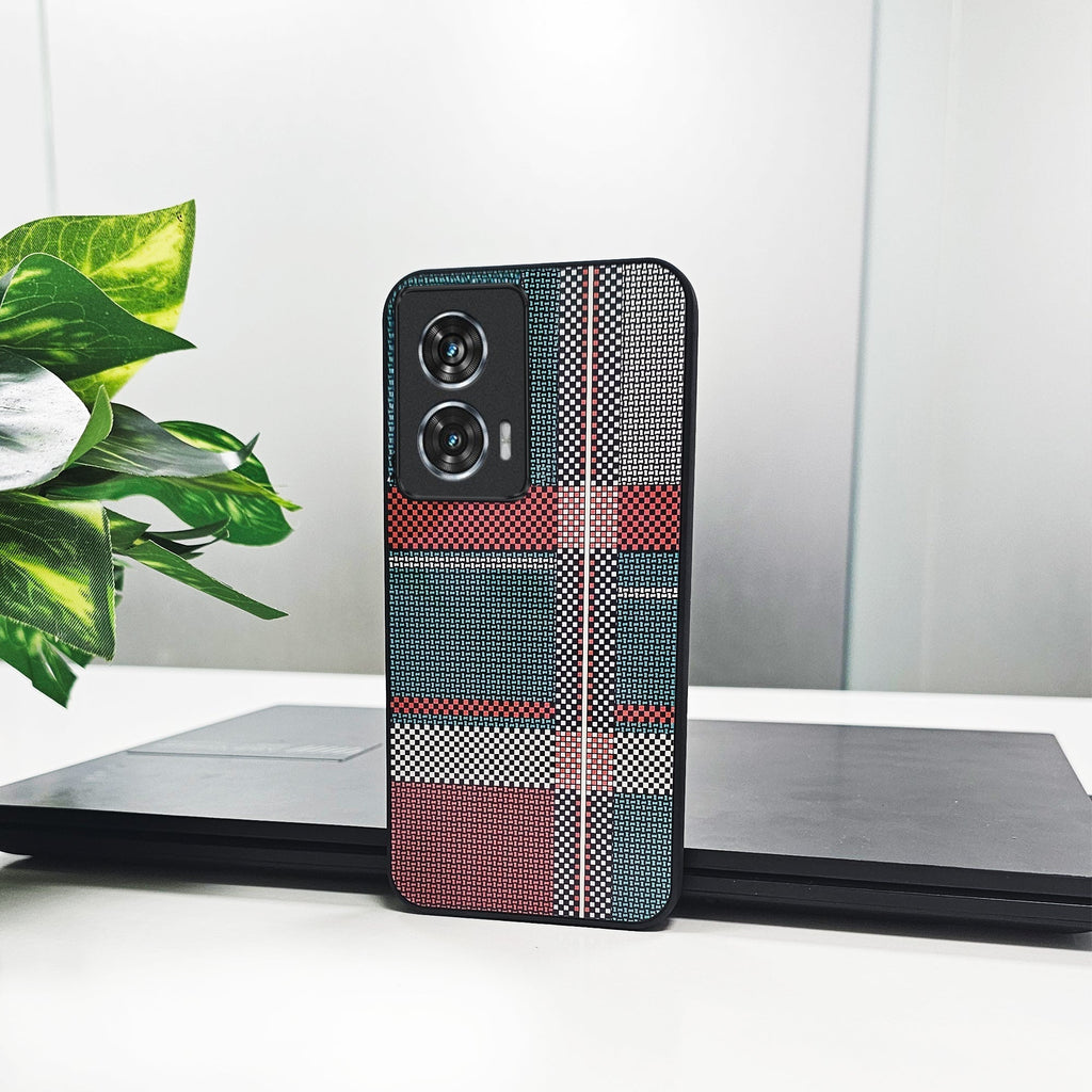 Motorola Edge 50 Fusion 5G Luxury Grid Pattern Glass Back Shockproof Case