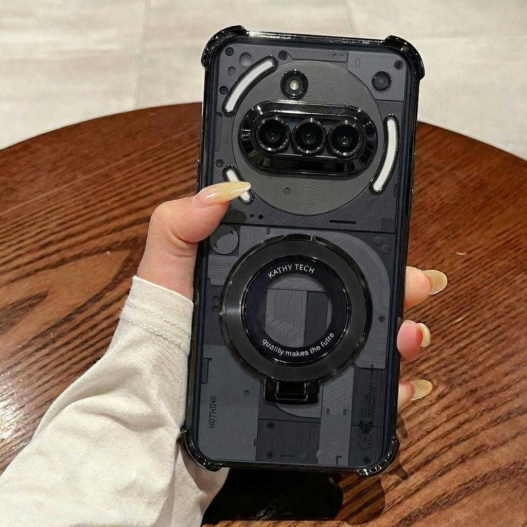 Nothing Phone 3a 5G Original Luxury Magnifier Ring Stand Shockproof Airbags Corner Case