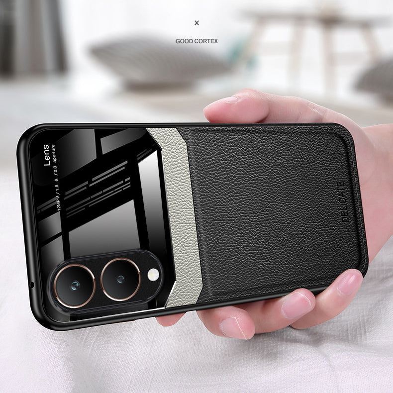 Vivo Y28 5G Premium Leather Lens Protective Case