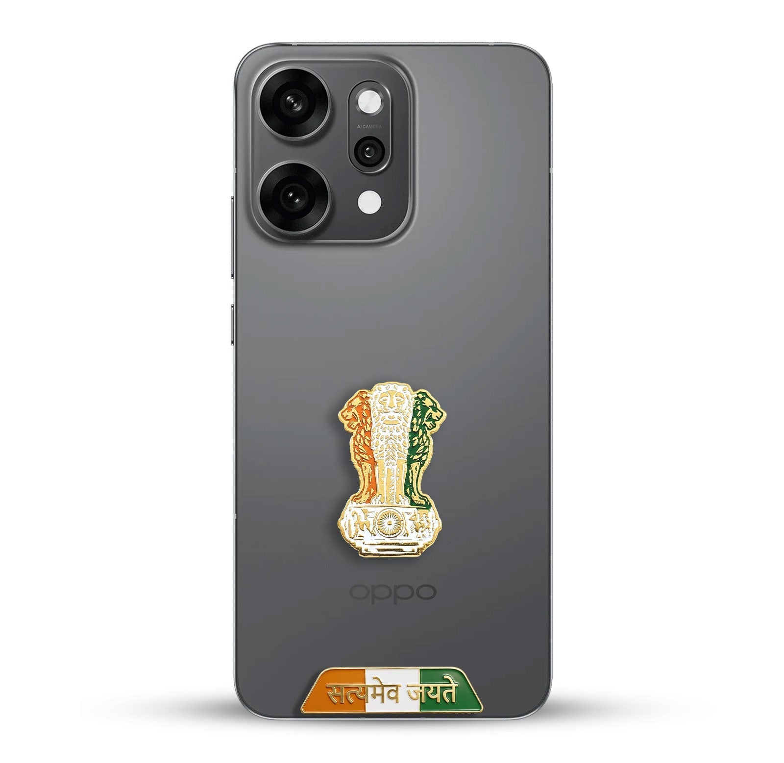 OPPO Reno 14 Pro 5G Compatible Satyamev Jayate 3D Metal Emblem Sticker