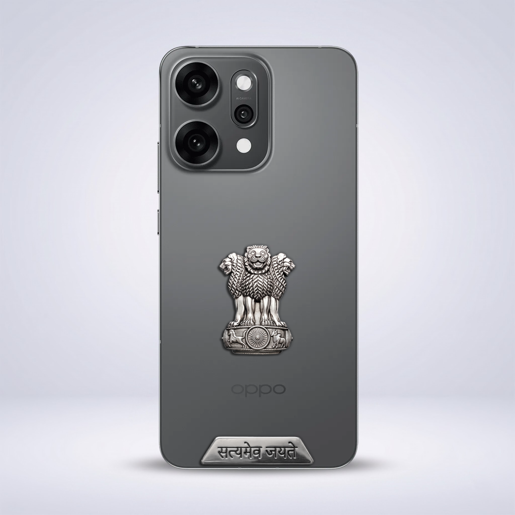 OPPO Reno 14 Pro 5G Compatible Satyamev Jayate 3D Metal Emblem Sticker