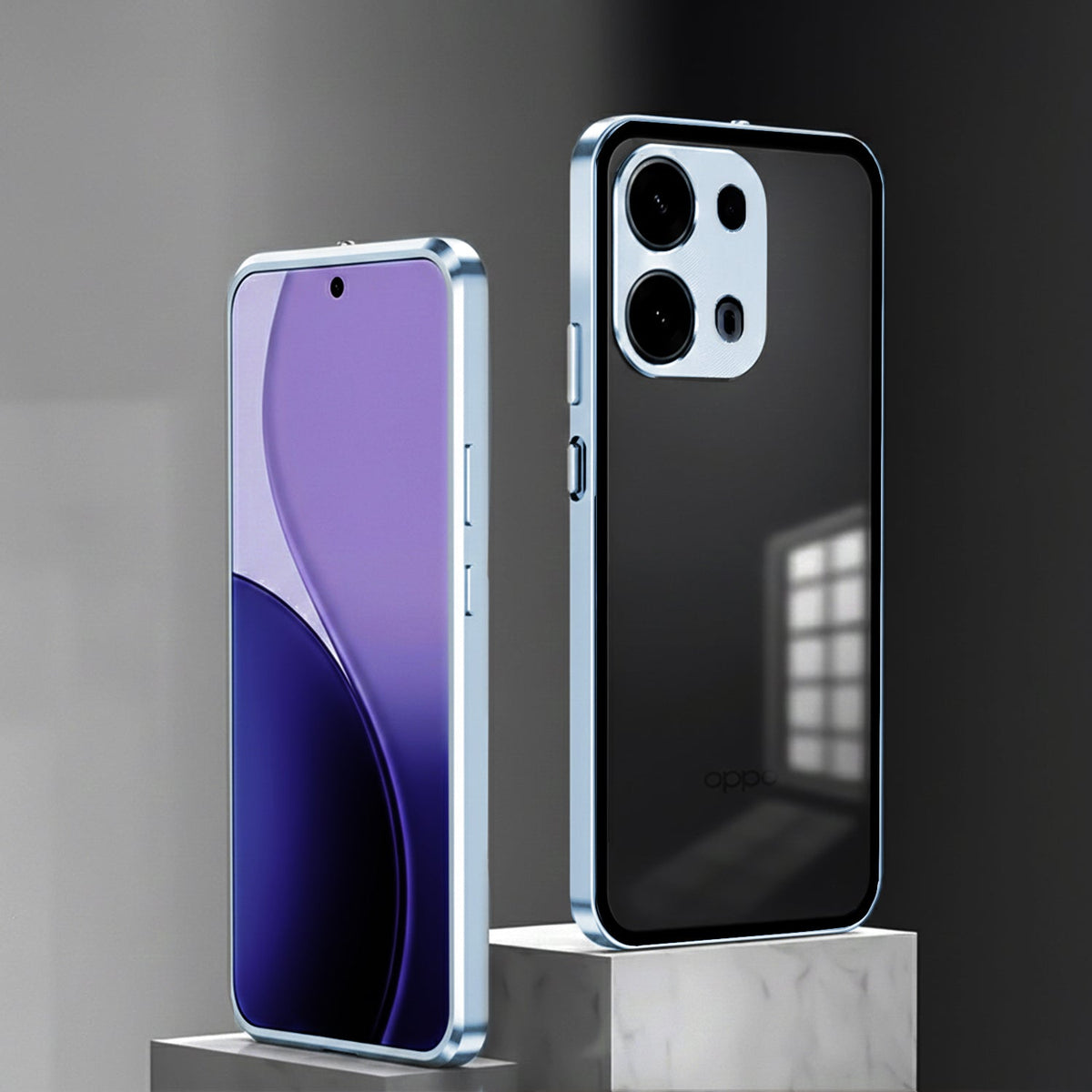 Oppo Reno 13 5G Aluminium Metal Bumper Shield Transparent Back Case