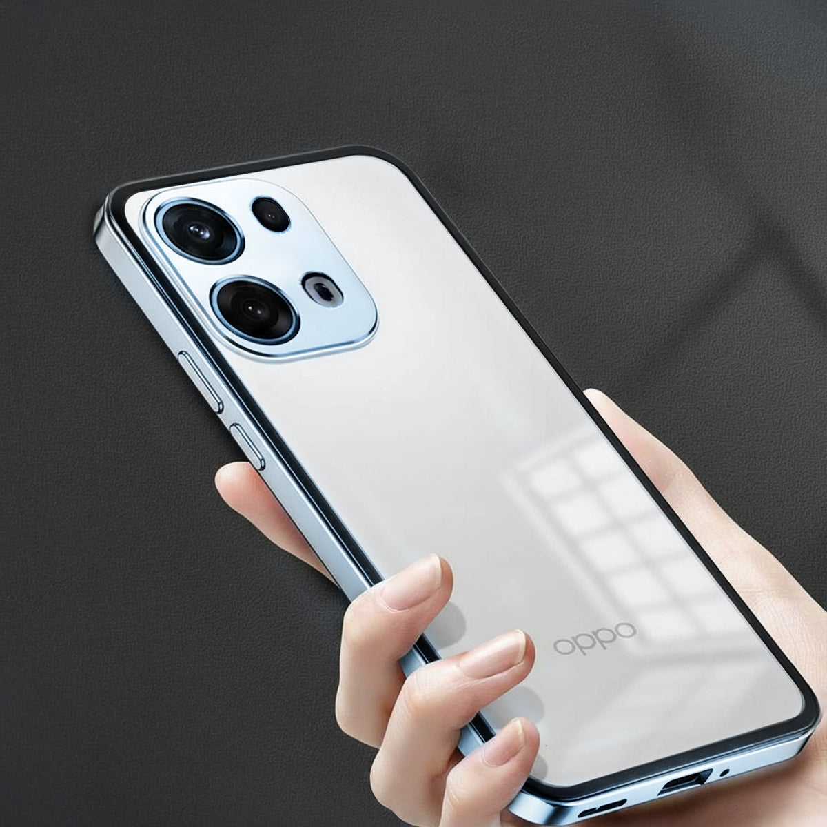 Oppo Reno 13 5G Aluminium Metal Bumper Shield Transparent Back Case