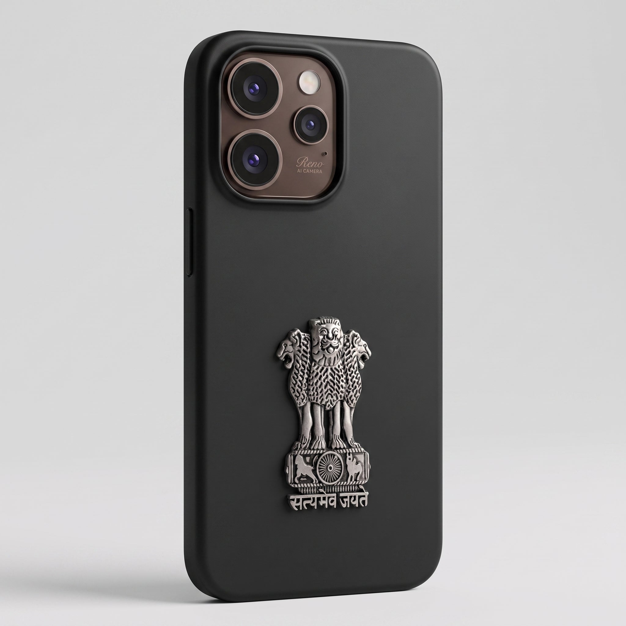 Oppo Reno 15 Pro Mini 5G Compatible Satyamev Jayate 3D Metal Emblem Sticker