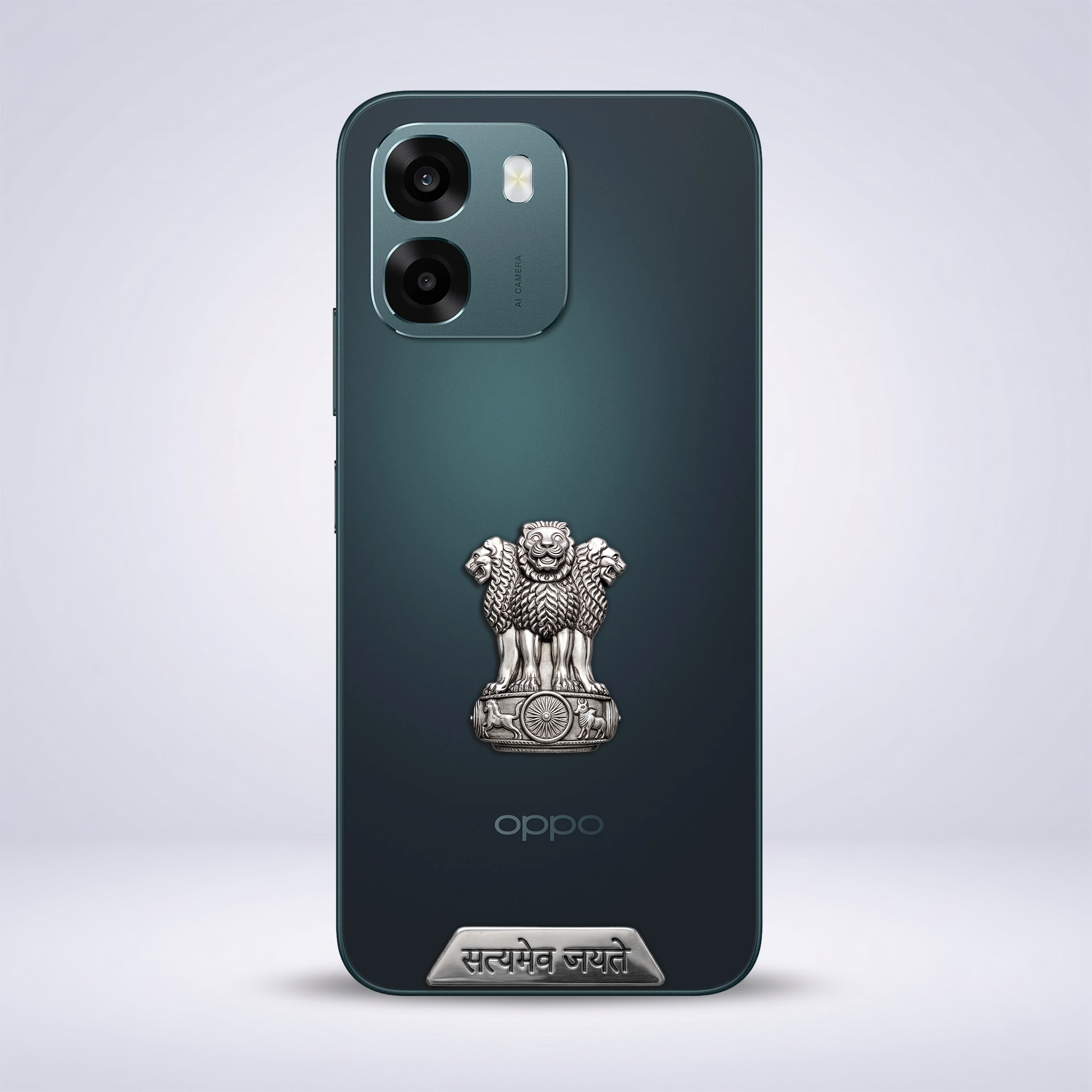 Oppo A6 5G Compatible Satyamev Jayate 3D Metal Emblem Sticker